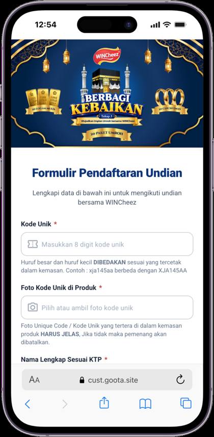 Customer loyalty application interface from the latest project